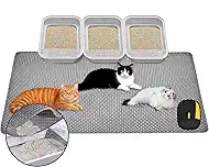 Large Cat Litter Mat, 46x32 Inches Extra Large Double Layer Honeycomb Cat Litter Trapping Mat, Non Slip Waterproof Urine Proof Mat, Scratch Resistant Durable Litter Rug