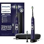 PHILIPS Sonicare Protective Clean 6500 Rechargeable Electric Toothbrush with Charging Travel Case and Extra Brush Head, Deep Purple, 2 Count