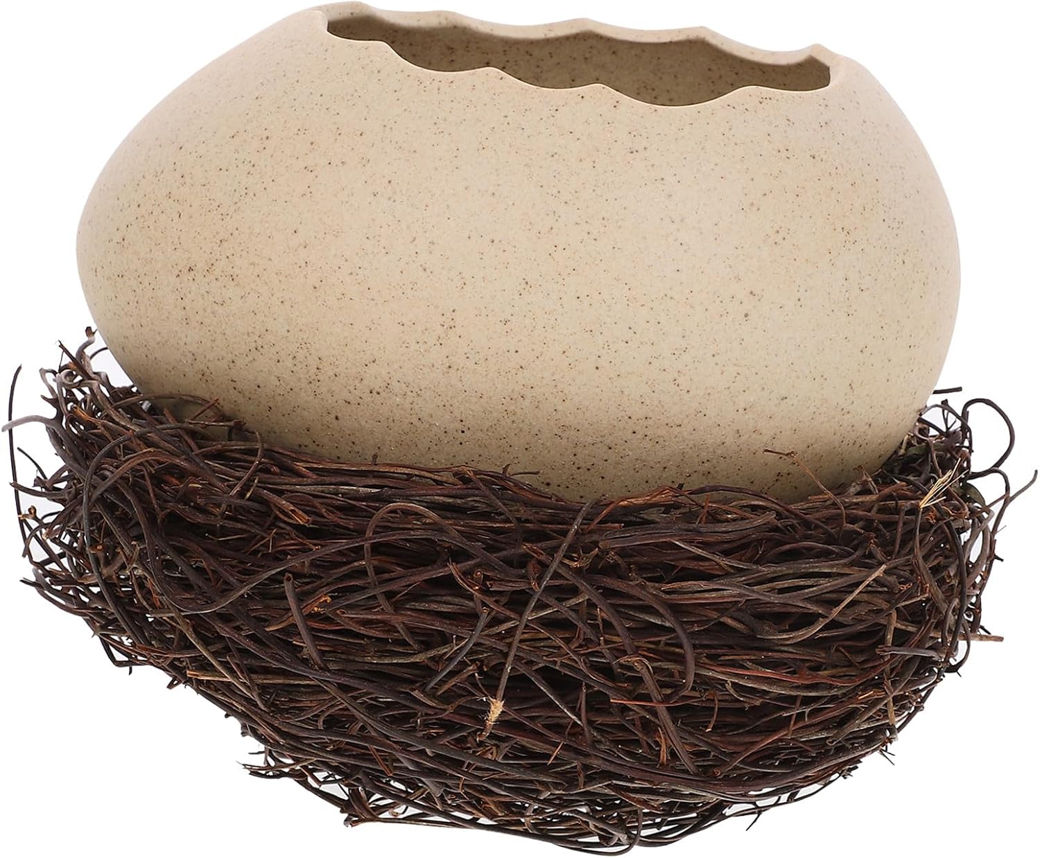 SECFOU Eggshell Shape Bird Nest Dessert Bowl Large Ceramic Food Container Snack Dish for Home Kitchen Dining and Cold Drinks