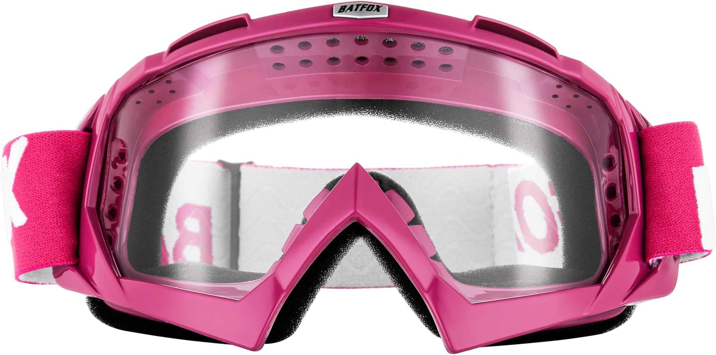 BATFOX Dirt Bike Goggles Motorcycle Glasses Motocross Safety ATV Tactical Riding Protective Eyewear (Clear-Red Purple)