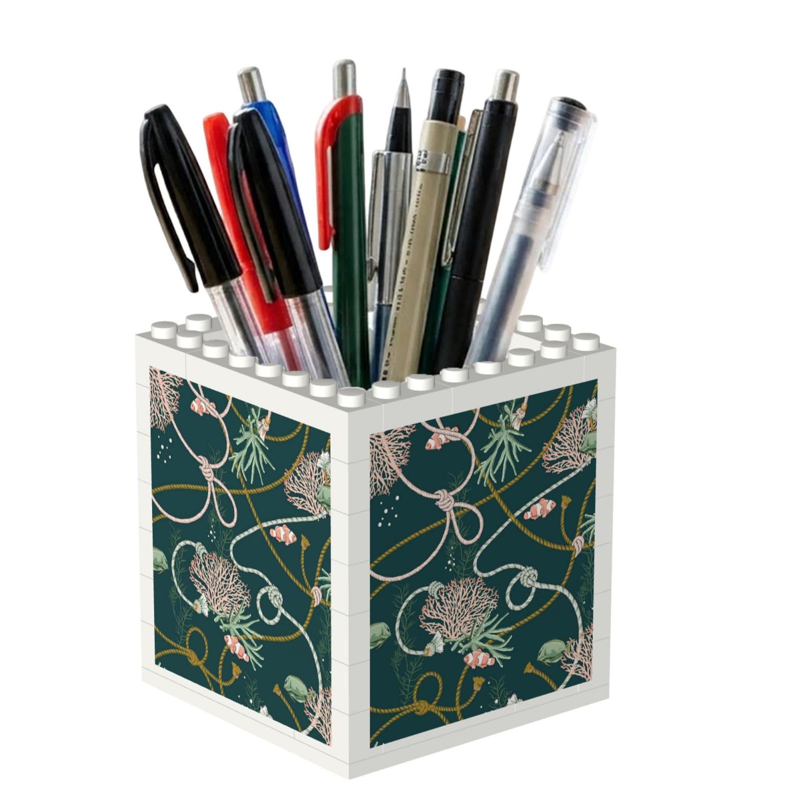 Poadnly Corals Golden, Pen Pot Pencil Holder for Office Home School, Compact Desk Organiser for Office Stationery
