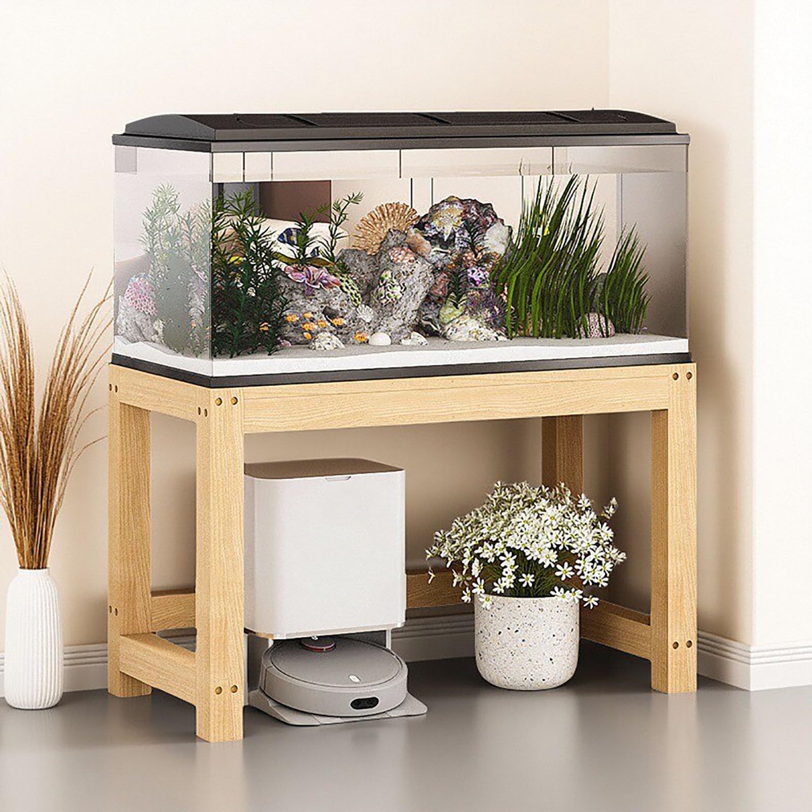Supporto in Legno per Acquario, Base per Acquario in Pino Massiccio, Supporto per Acquario per Rettili e Tartarughe, Ideale for Soggiorni, Balconi,A,70X30X50CM(27X12X19IN)