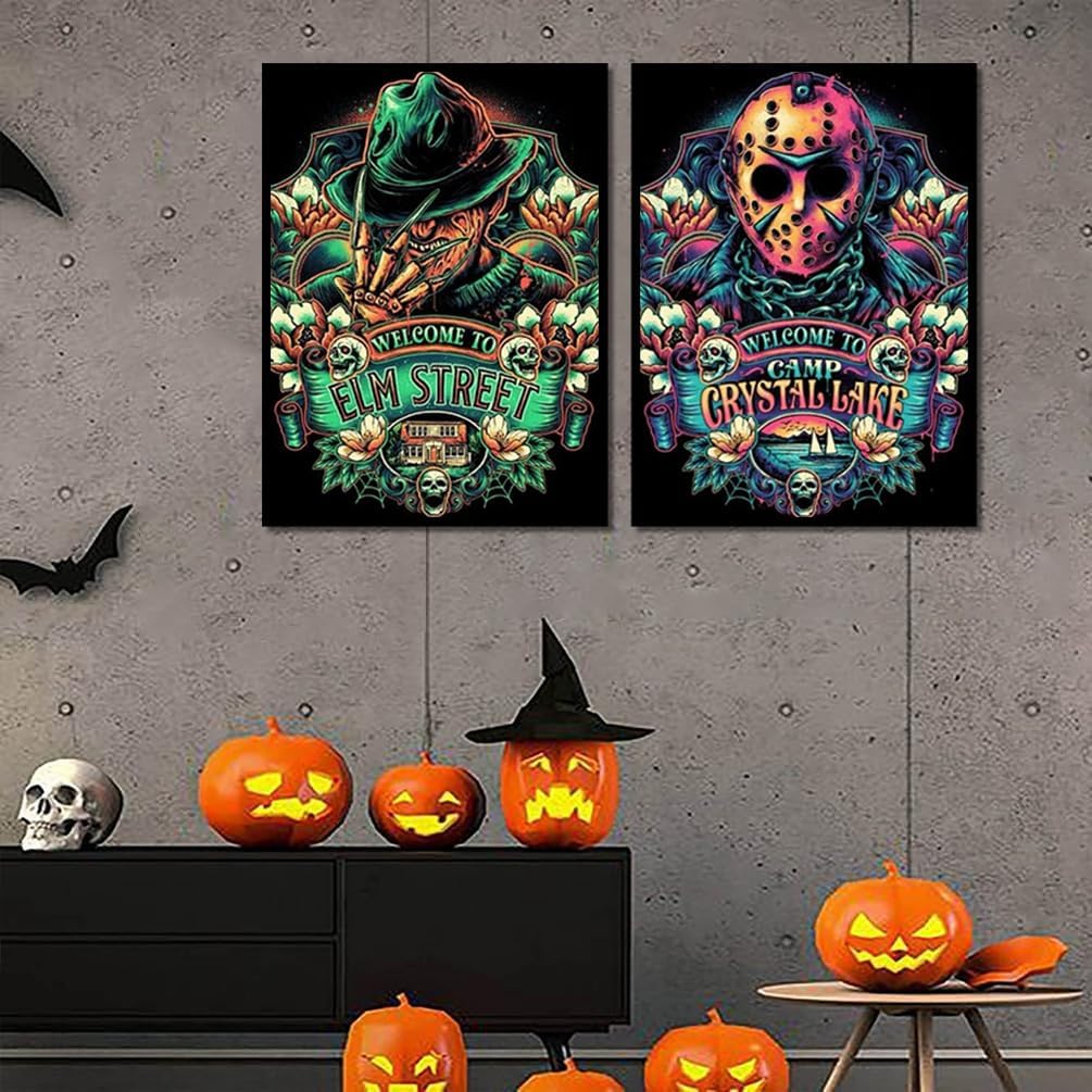 6 Pack Halloween Diamond Painting for Adults - 5D Horror Diamond Art Kits for Adults,Full Drill Diamond Dots DIY Diamonds Pictures Gem Crafts for Home Wall Decor Gifts(11.8x15.7inch)
