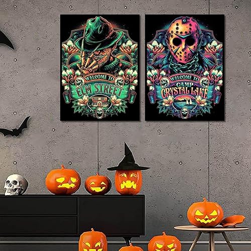 Miniatura 4 de Paquete de 6 pinturas de diamantes de Halloween para adultos, kits de arte de diamantes de terror 5D para adultos, puntos de diamante de perforación
