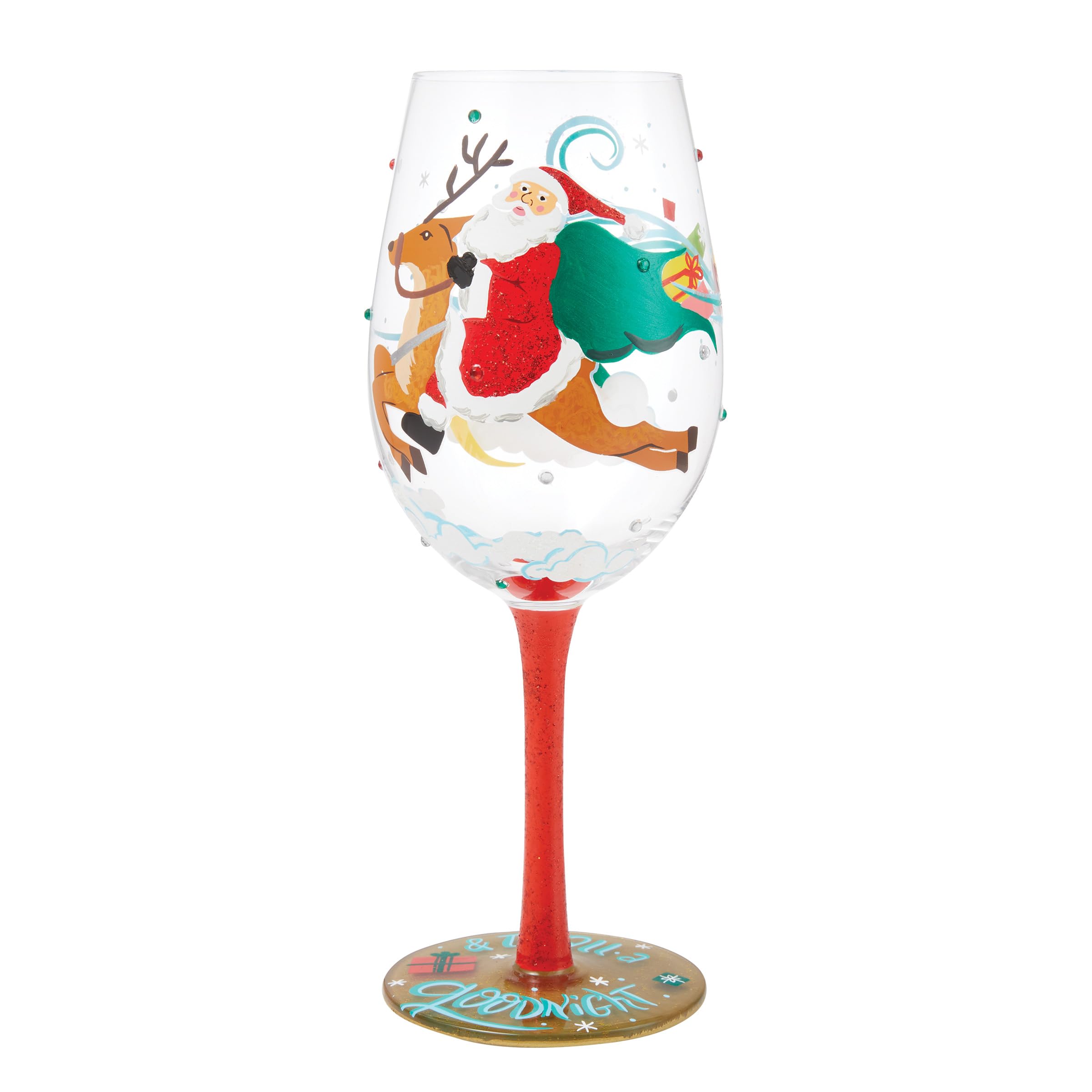 Verre à vin Lolita Designs Enesco motif Père Noël multicolore grand format 445ml