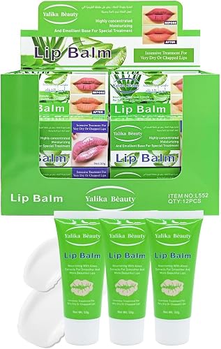 Lip Balm with Aloe Extracts, Intensive Treatment for Dry or Chapped Lips, 50g, Pack of 12