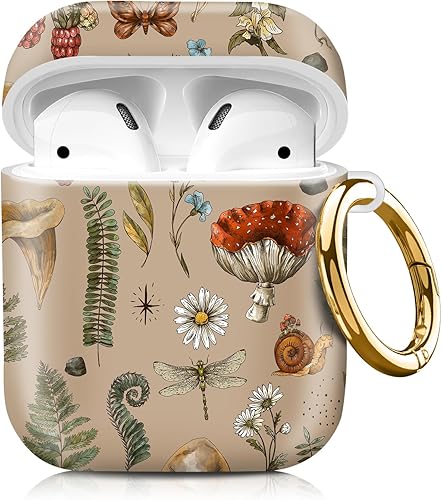 Compatible con funda para Airpod 1 y 2, carcasa protectora rígida con llavero, funda de diseño elegante para AirPod, ideal para mujeres, compatible