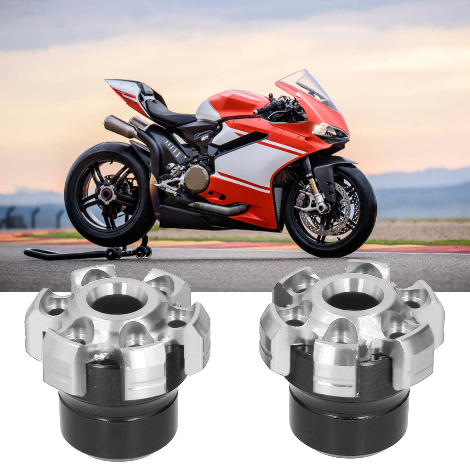 KKPLZZ Curseurs de Cadre de Fourche de Roue 2 Pièces, Protection contre les Accidents de Moto en Alliage D'aluminium CNC, avec des Performances Stables, pour Motos Universelles et Vélos (Argent)