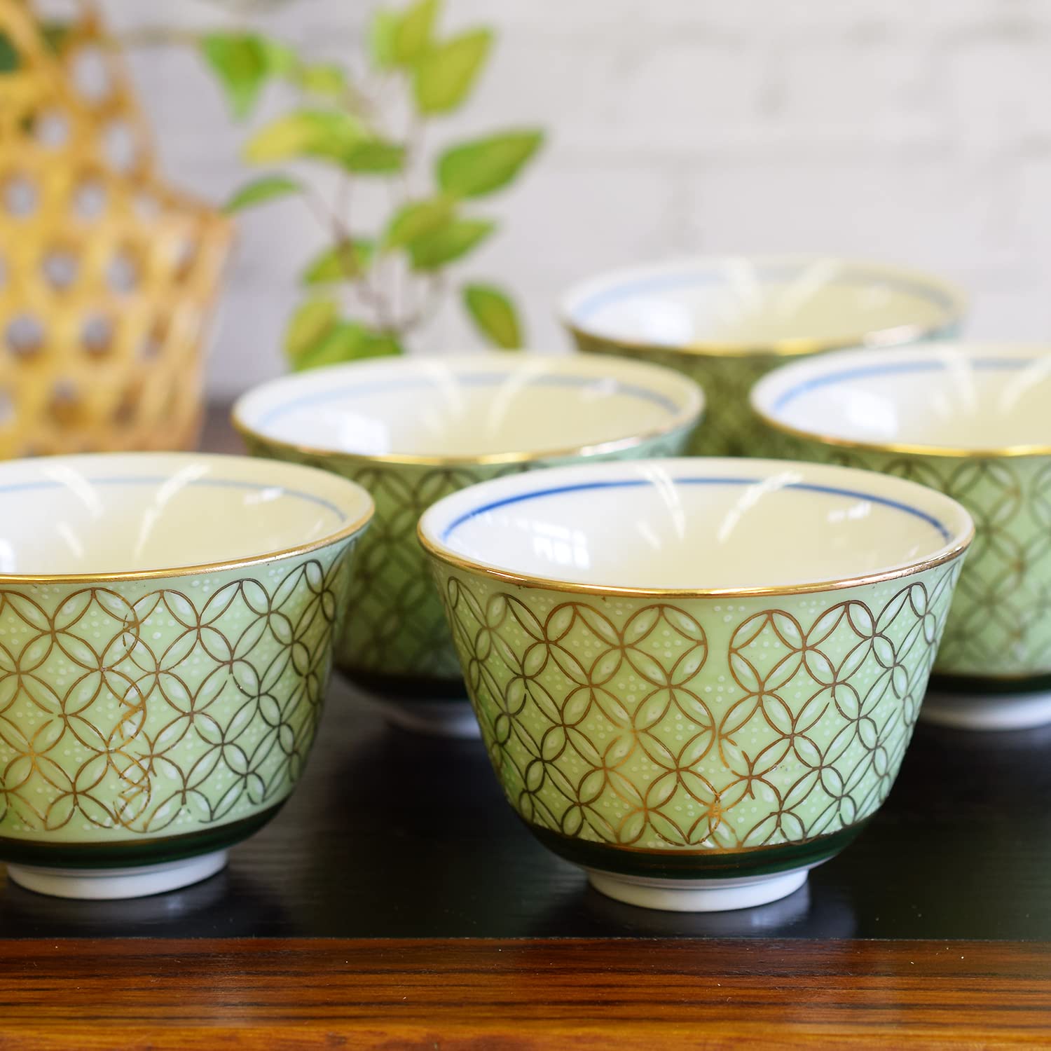 Amazon | おしゃれ 湯呑み 九谷焼 湯呑み茶碗 5客 セット 金七宝 陶器  