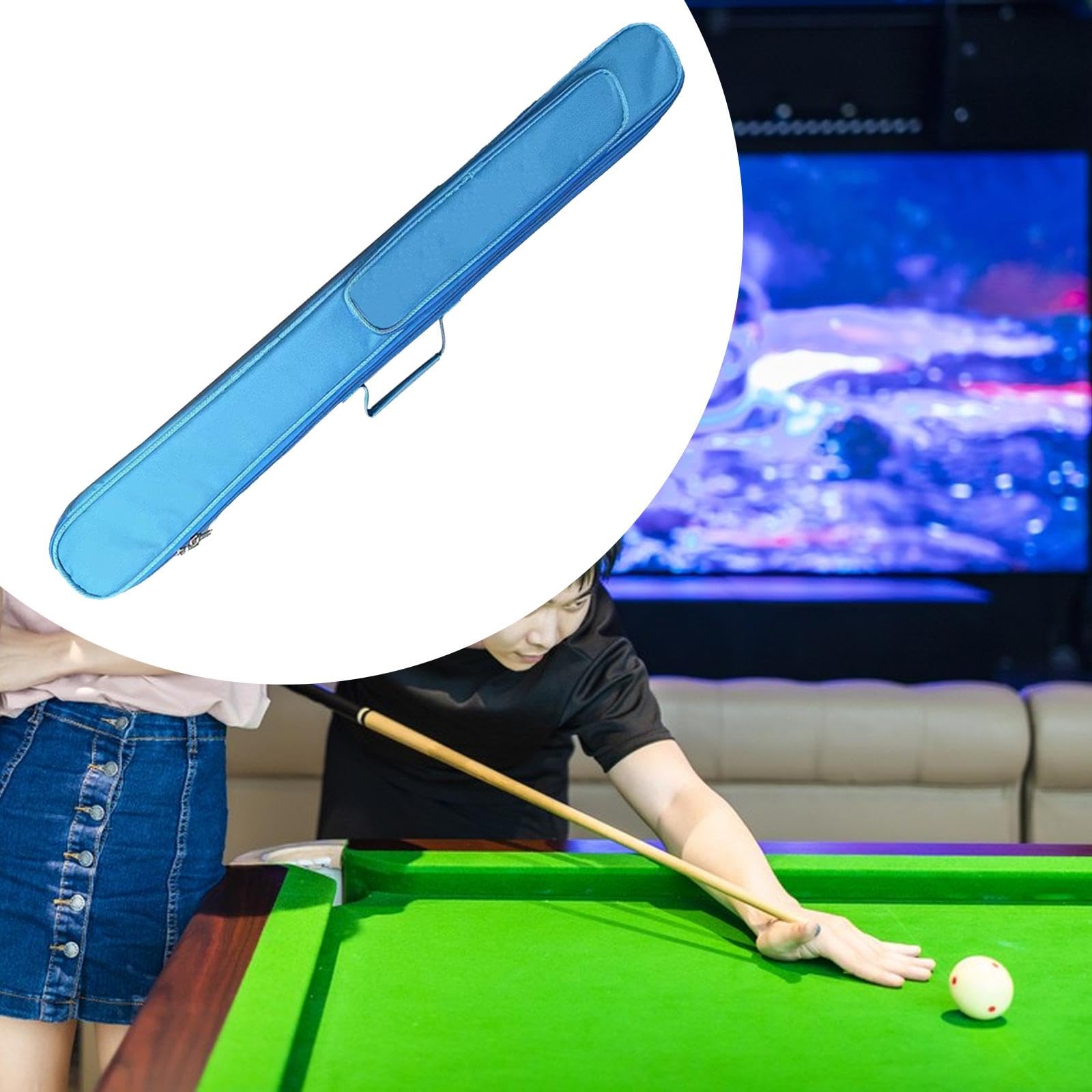 kowaku Pool Cue Case Storage Pouch Protector with Accessory Pockets Practical Pool Cue Carrying Case Oxford Cloth for Men and Women, Blue