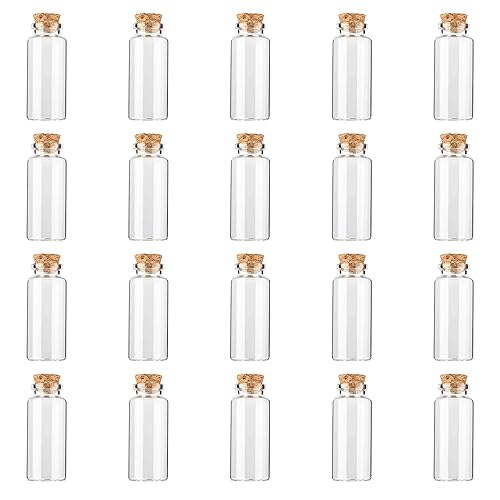 Yadream 20pcs 0.94" x2.36"Small Glass Potion Bottle,20ml Tiny Glass Vials,Mini Cork Stopper Glass Bottle for Wedding Favors, Birthday Party,DIY ART Crafts(empty bottle) - Empty bottle