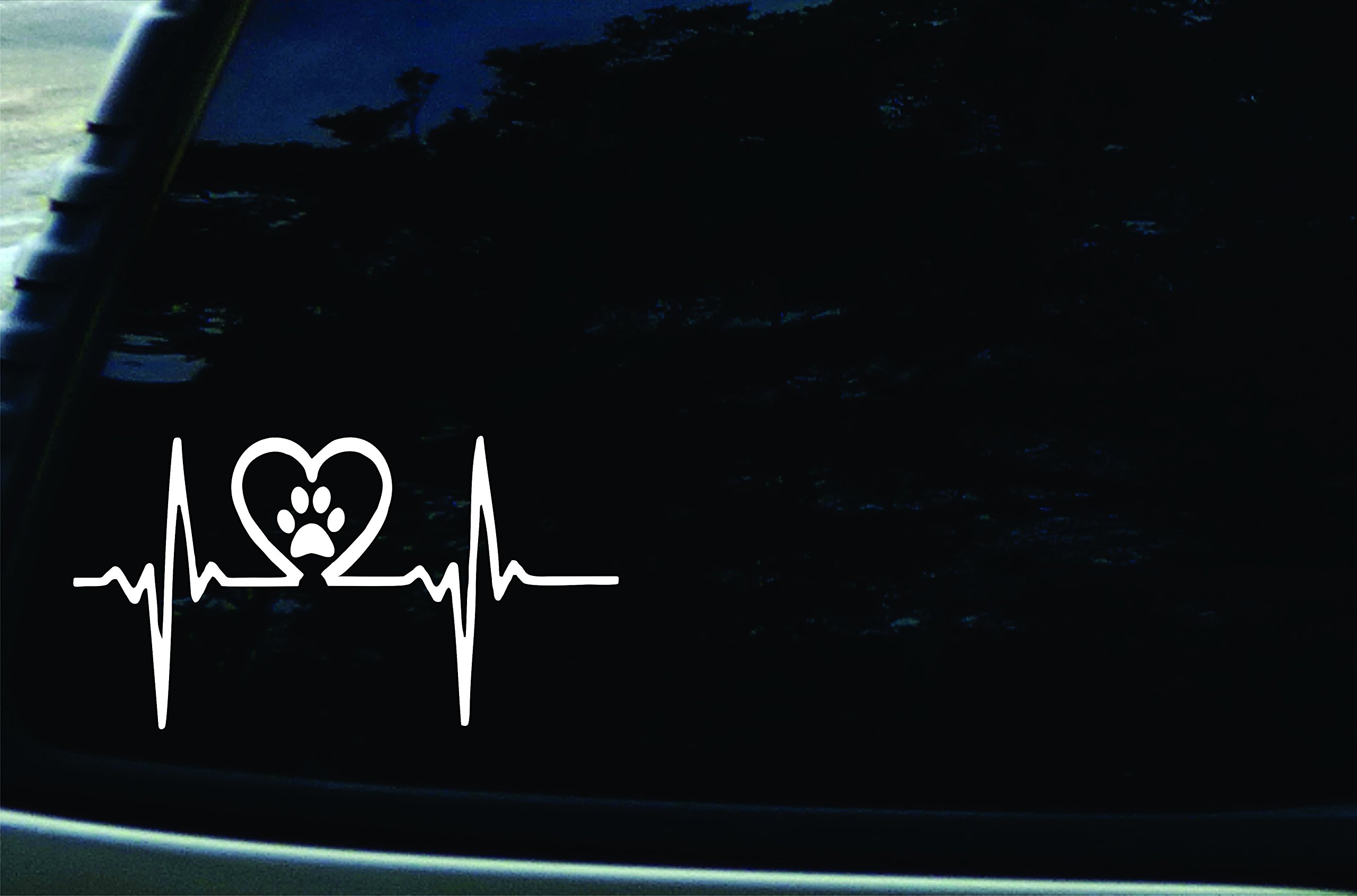 7.5" X 4" Paw Print in Heartbeat Vinyl DIE Cut Decal for Your car, Truck, Window, Laptop, MacBook