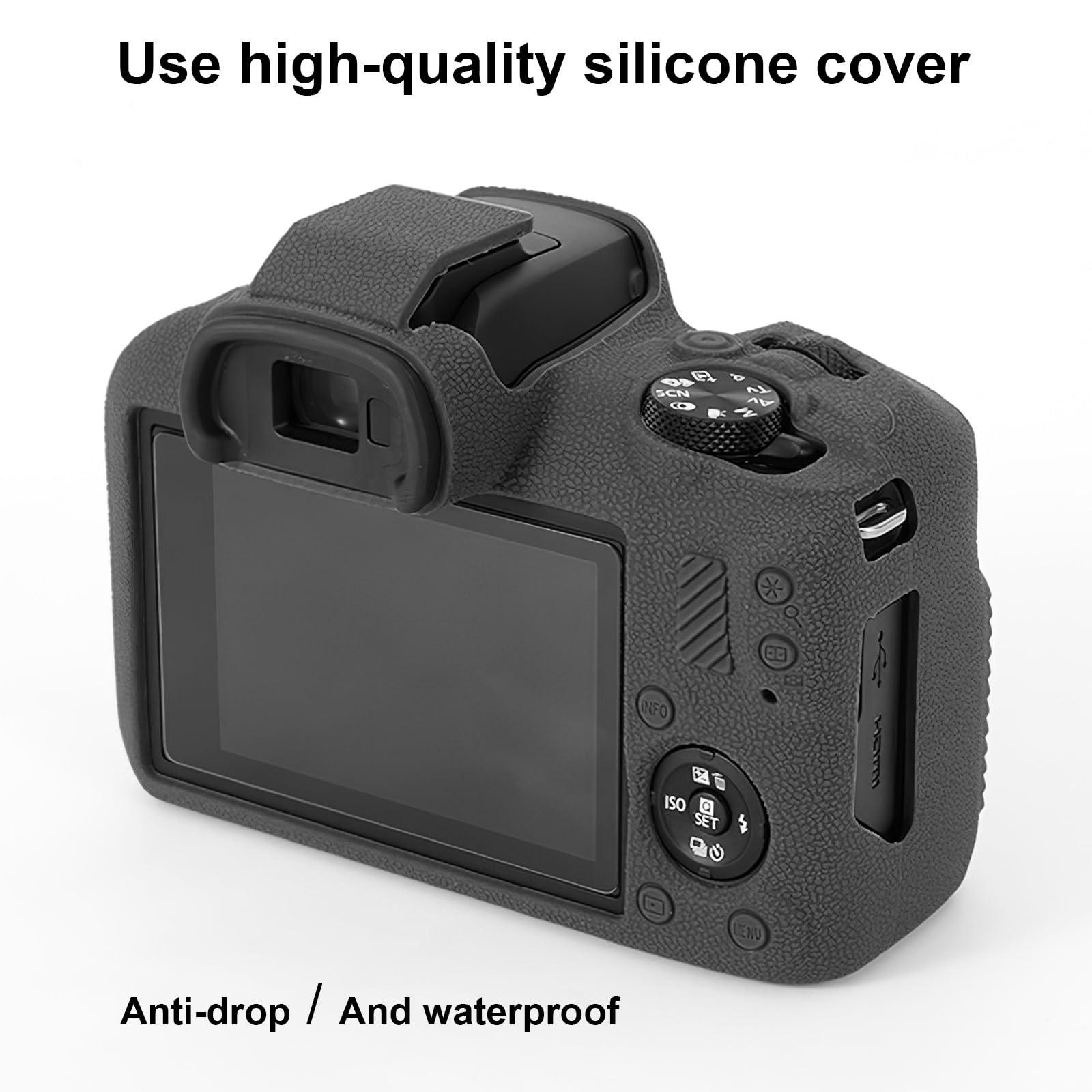 Custodia in silicone per Canon EOS R100 Custodia, accessori con 2 pellicole protettive per lo schermo, protezione dell'obiettivo rimovibile per fotocamera digitale Canon EOSR100