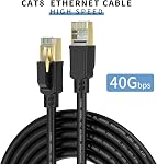 Cat8 Câble Ethernet, Cord réseau Internet, 40Gbps 2000Mhz LAN Fils, haute vitesse SSTP LAN Câbles avec plaqué or RJ45 Connecteur pour routeur, modem, jeu, Xbox (200ft)
