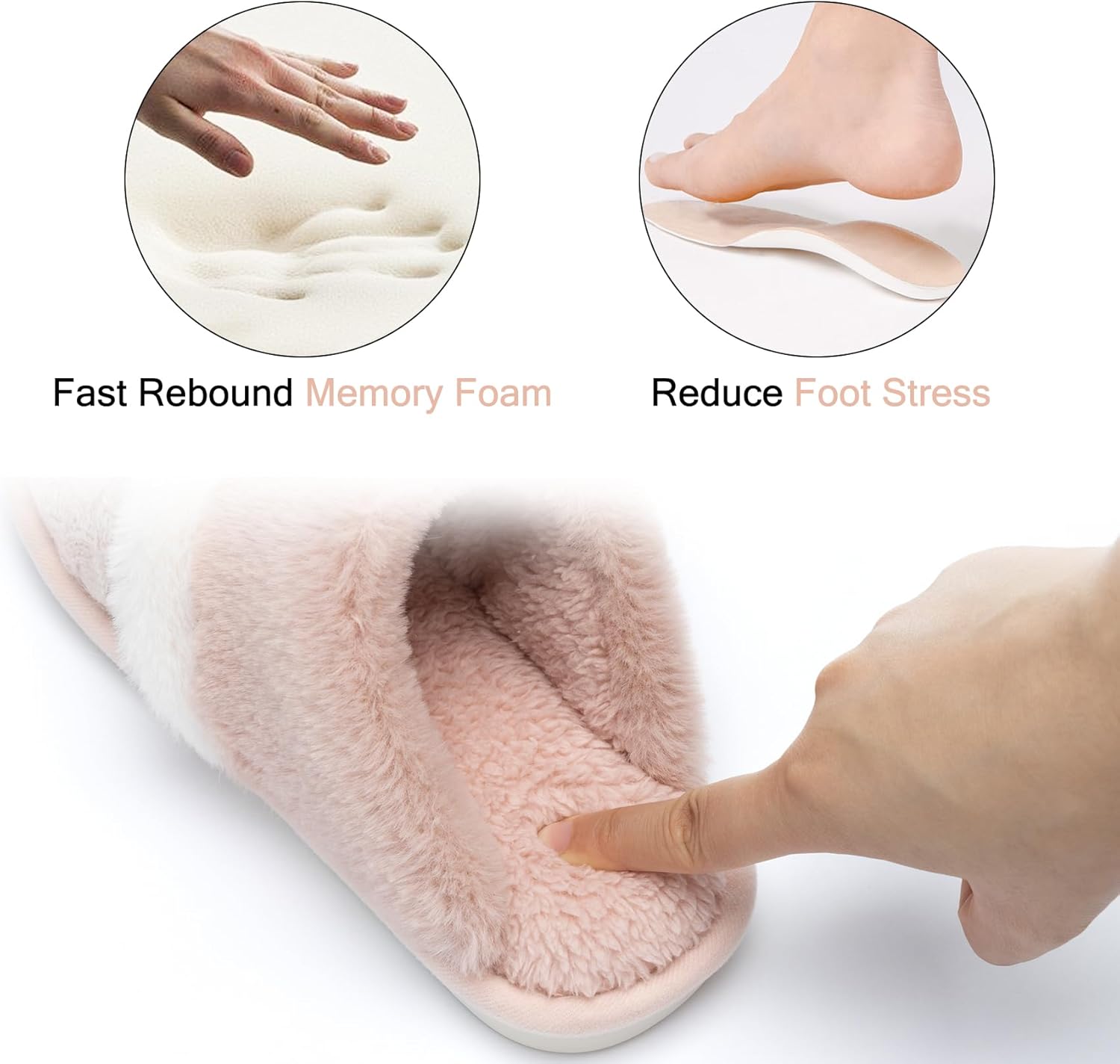 Cozy Slippers for Women Indoor and Outdoor Fuzzy House Shoes with Memory Foam Anti-Skid Sole Gifts for Women Mom Ladies - Image 5