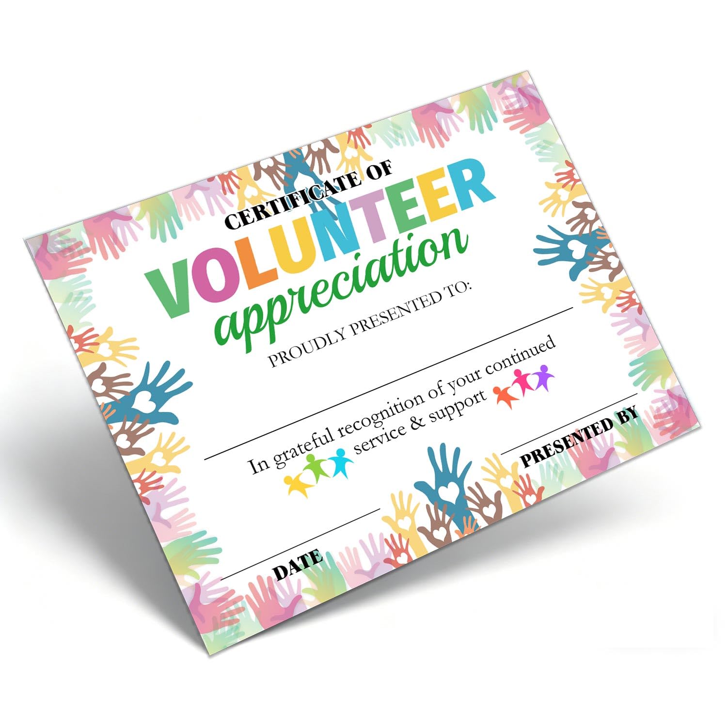50 Certificate of Volunteer Appreciation Paper Include PVC Lanyards - Volunteer Award Thank You Sets for Nonprofits, Churches, Community Events, Guest Activities (Paper)
