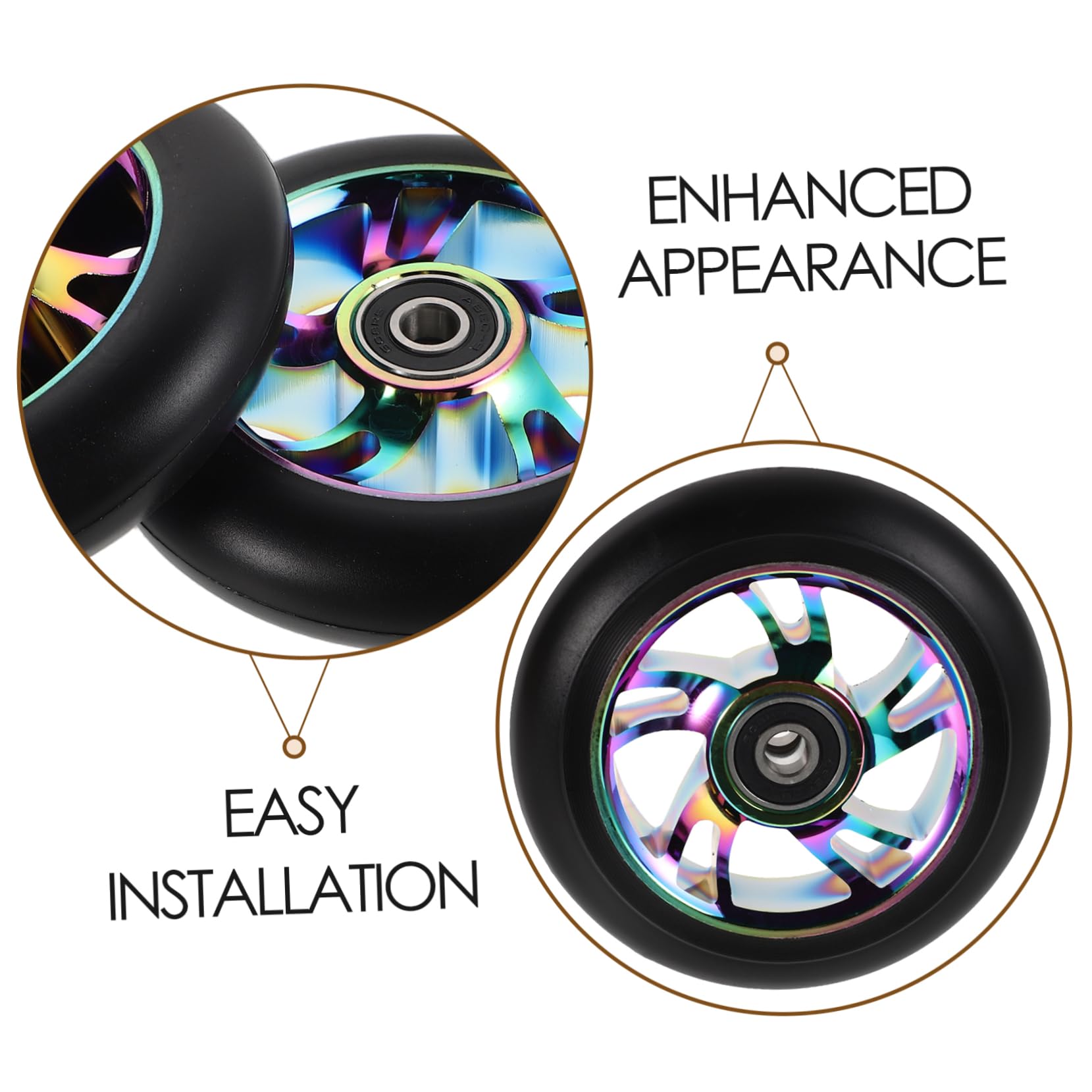 Hemobllo 2 Piezas Ruedas LED para Patinete de Ruedas de Aluminio para Patinete la y Suavidad Diseño Elegante y Instalación