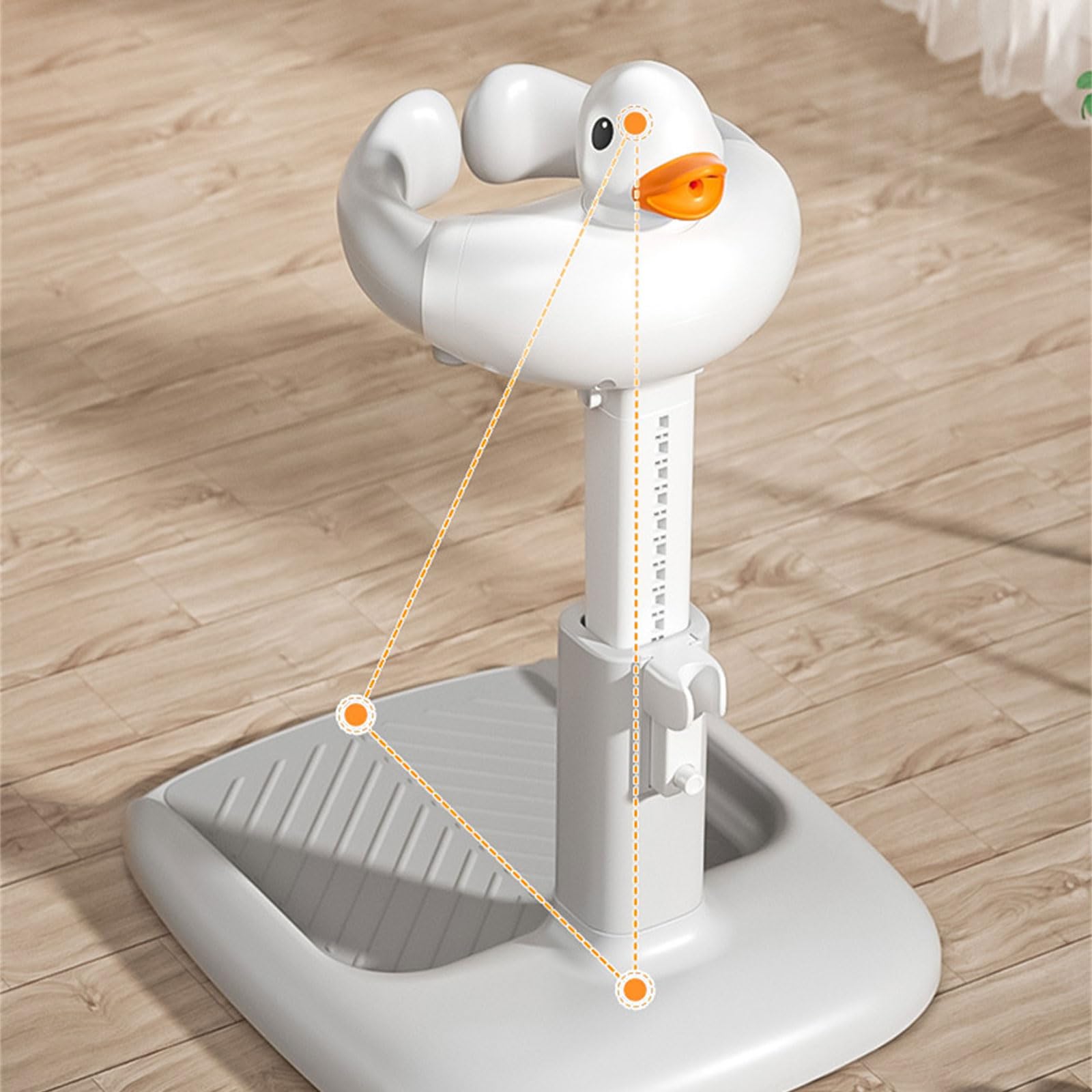 Soporte de baño de pie para bebé, soporte de ducha de altura ajustable, solución de baño de dibujos animados para duchas seguras de niños pequeños, ejercicios de pie para niños pequeños
