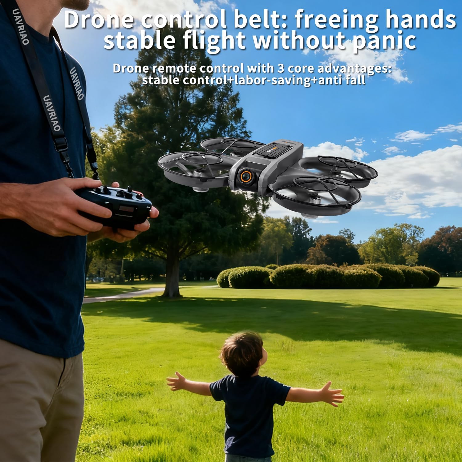 4.5" HD Screen Remote Control Drone with 2K Dual Camera & Brushless Motors, 360° Protection Safety Quadcopter, Auto Hovering, 3D Flips, Headless Mode, Follow Me, LED Light, WiFi FPV, 2 Batteries 30 Min Flight, Great Gift for Adults, Kids, Beginners