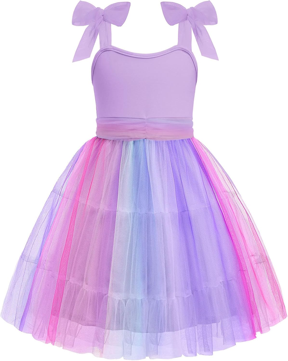 Arshiner Girls Dresses Summer Sleeveless Bow-Tie Straps Formal Fancy Party Birthday Tulle Dress