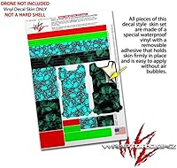 Vista 4 de Skin Wrap 2 Pack para DJI Ryze Tello Drone dispersos calaveras neón verde azulado Drone No Incluidas