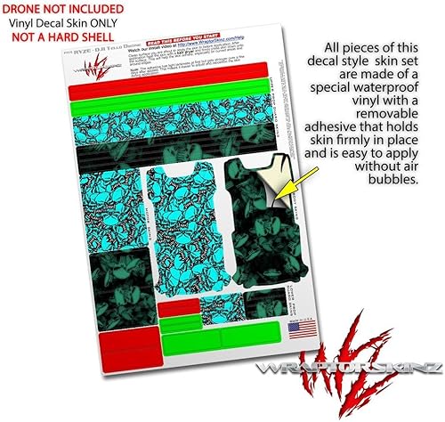 Miniatura 4 de Skin Wrap 2 Pack para DJI Ryze Tello Drone dispersos calaveras neón verde azulado Drone No Incluidas