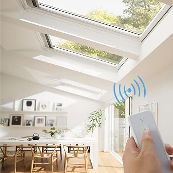 Electric Window Opener, Electric Chain Window Open Actuator with Remote Control and Rain Sensor, Double-Layer Chain and Silent Design, for Skylight Sliding Window