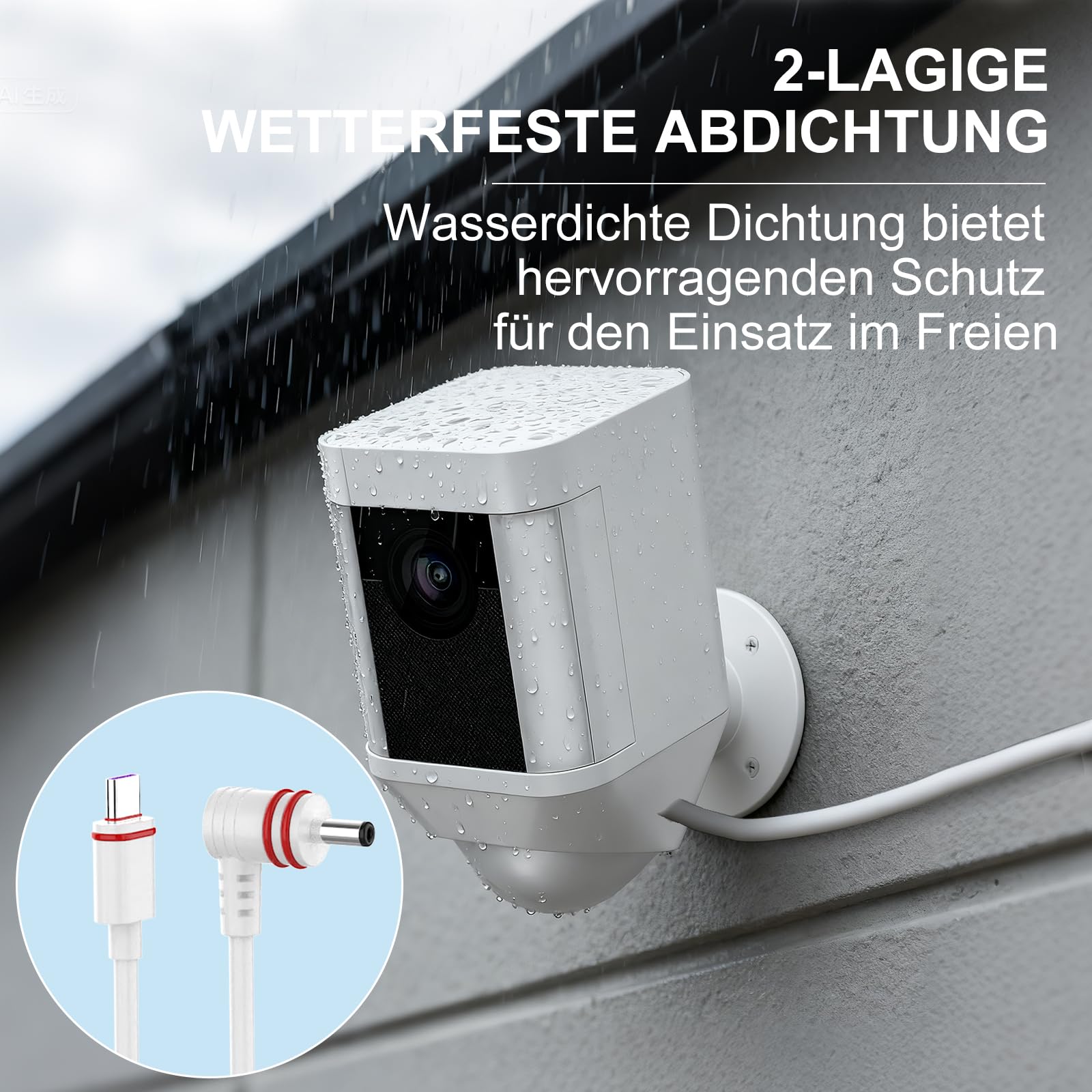 Paquete de 2 cables de alimentación y adaptadores de 7 m compatibles con Ring Spotlight Cam Plus/Pro y Stick Up Cam. Batería, cable de carga para anillo, enchufe resistente a la intemperie y cable de