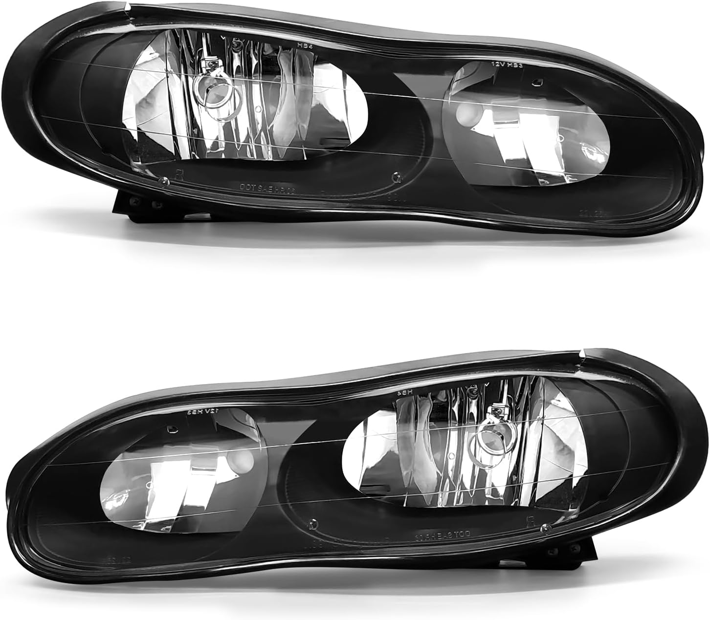 for 1998 1999 2000 2001 2002 Chevy Camaro Headlight Assembly Clear Lens Black Housing Clear Reflector Headlamp Replacement Left and Right