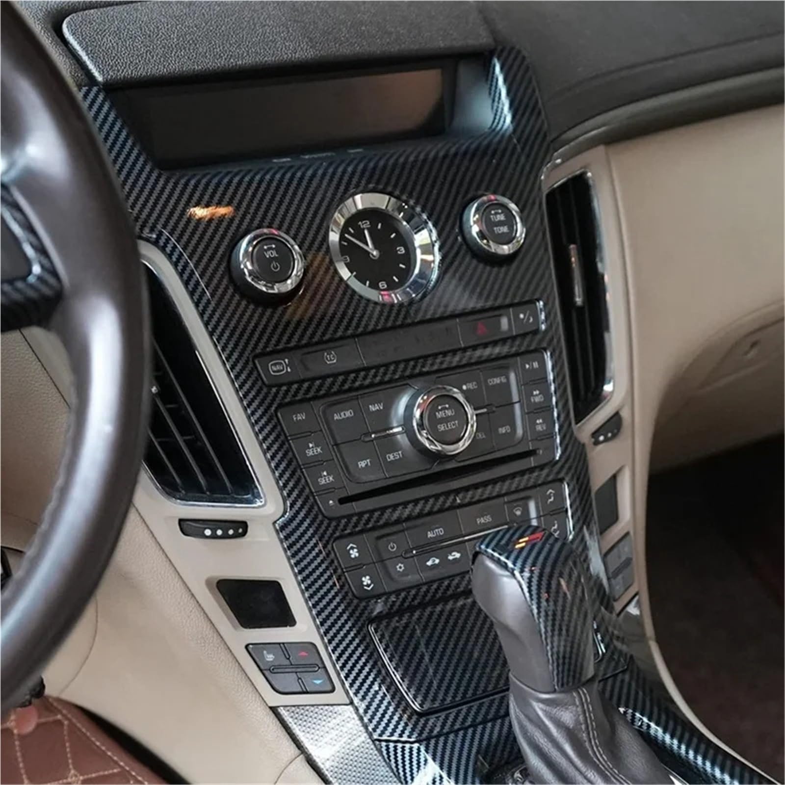 Folia na panel‌ Okleina skrzynia biegów‌ Pasuje do Cadillac CTS 2008-2013 Akcesoria Panel sterowania centralnego samochodu Panel przycisków Osłona - ABS Włókno węglowe