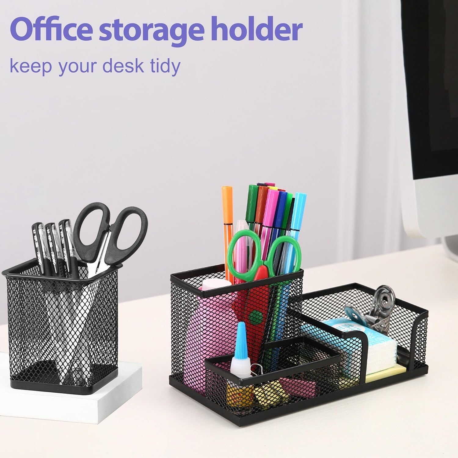 Organizer Büro Schreibtisch Organizer Stifthalter Aus Netzstoff Für Den Schreibtisch, Bleistifthalter, Schreibtisch-Organizer, Bürobedarf, Caddy, Haftnotizen, Karten Stiftehalter Schreibtisch ( Color