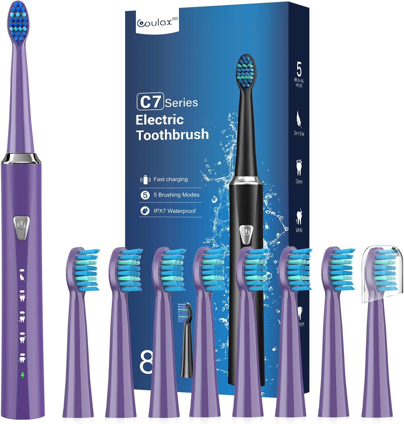 – Sonic Electric Toothbrush for Adults and Kids - Rechargeable Sonic Toothbrush with 8 Brush Heads, 120 Days of Use with 3-Hour Fast Charge, 5 Modes with 2 Minutes Built in Smart Timer, Gift for Family