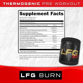 Bucked Up LFG Pre Workout - Supplement Powder for Energy, Pump, Endurance and Burn (30 Servings) (Berry)