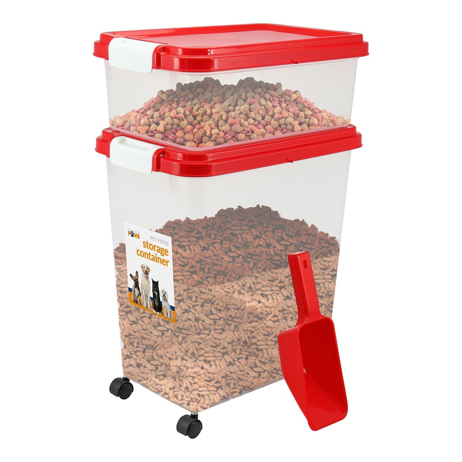 Greenfields 3-Piece Airtight Pet Food Storage Container Set with Measuring Scoop – 13L & 37.5L BPA-Free Bins with Casters | Dry Food Dispenser for Dogs, Cats & Small Animals