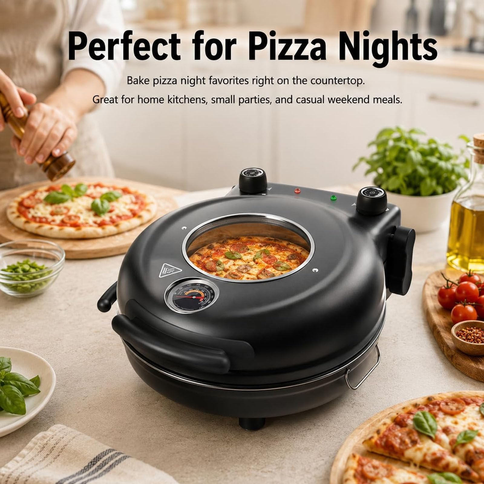 Forno per pizza elettrico da 12" da banco per interni