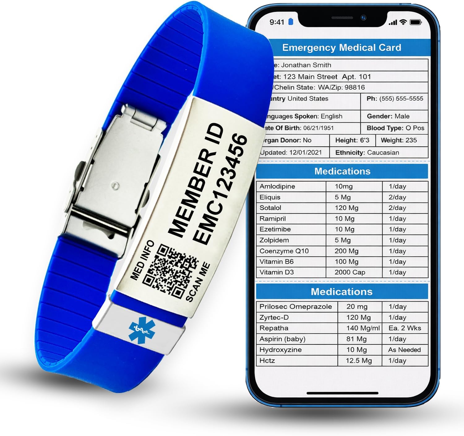 QR Medical Alert Bracelet for Men & Women – Emergency Medical ID Bracelet with Unique QR Code & Member ID – Lifetime Digital Emergency Medical Card, No Subscription, Sport Band for Active Lifestyle