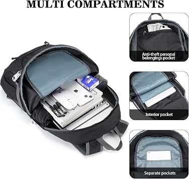 BAGPARKK 35L Lightweight Packable Travel Hiking Backpack Daypack,Water Resistant Camping Daypack (Black(35L))