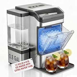 Nalison Nugget Ice Maker Countertop: Chewable Sonic Ice, 41lbs/24H, 9 Cubes in 6 Mins, Self-Cleaning, Detachable 3L Tank, Ultra Quiet