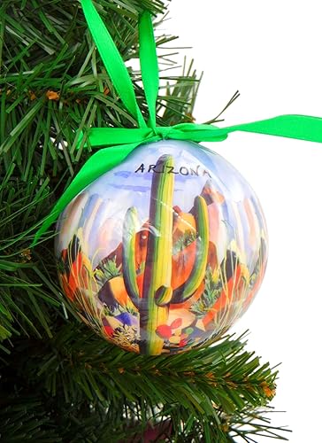 Adorno de Arizona para árbol de Navidad, decoración de recuerdo con imagen de cactus decorada de vacaciones