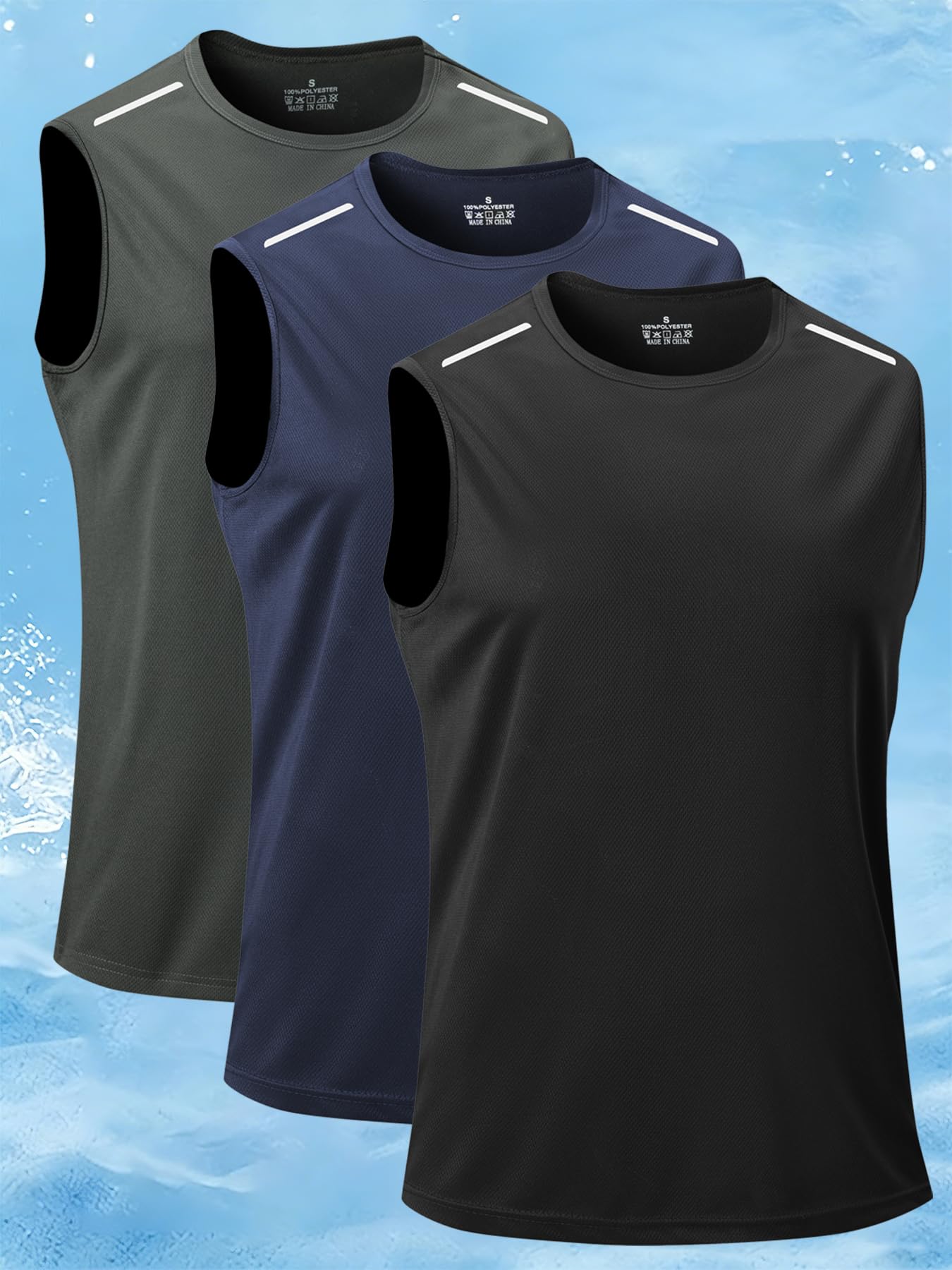 Confezione da 3 canottiere da uomo: camicie senza maniche leggere e traspiranti per corsa, viaggi, abbigliamento casual - 2