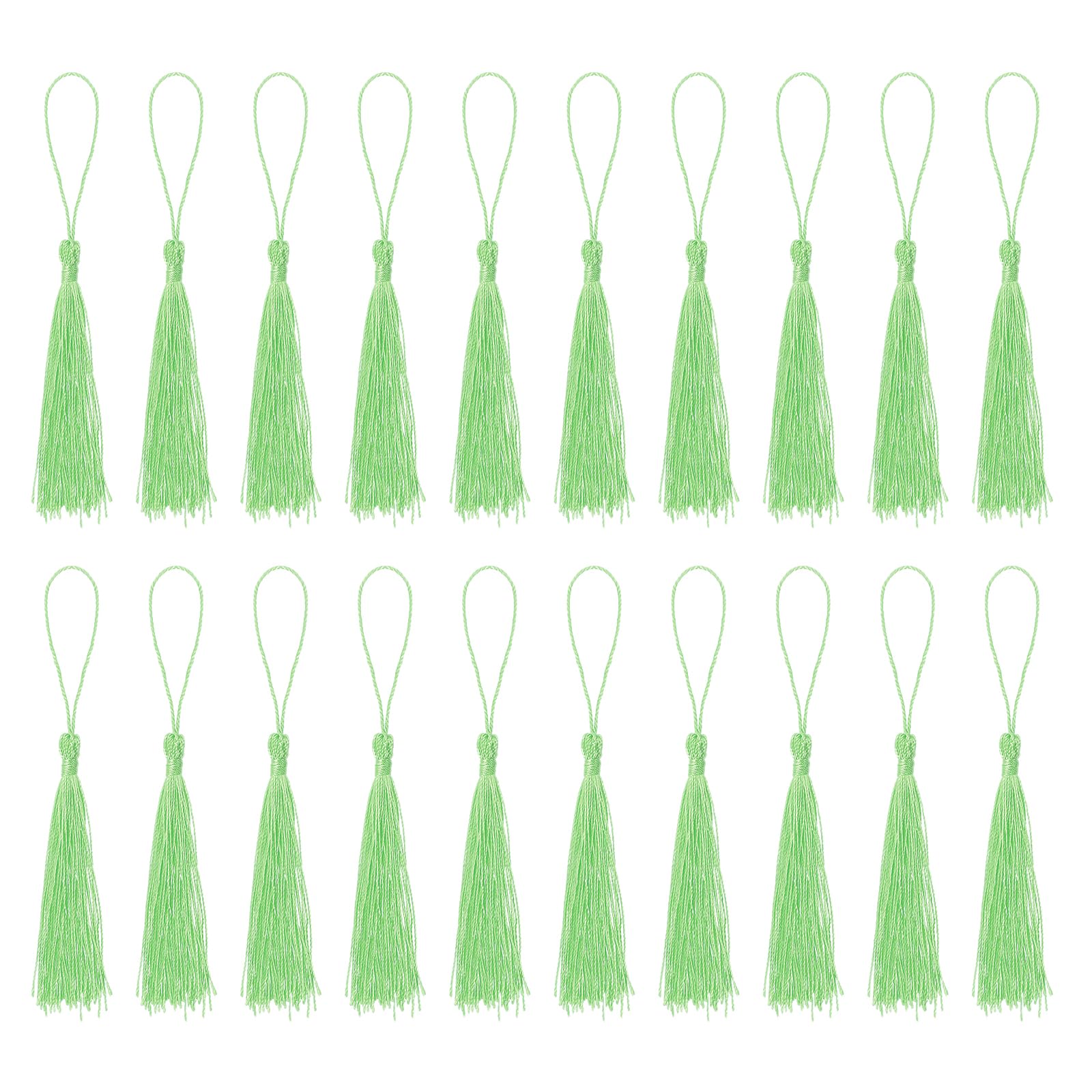 sourcing map Bookmark Tassels - 20Pcs 13cm/5" Silky Soft Mini Tassel with Loops for Keychain Graduation Handmade DIY Craft Accessory, Mint Green