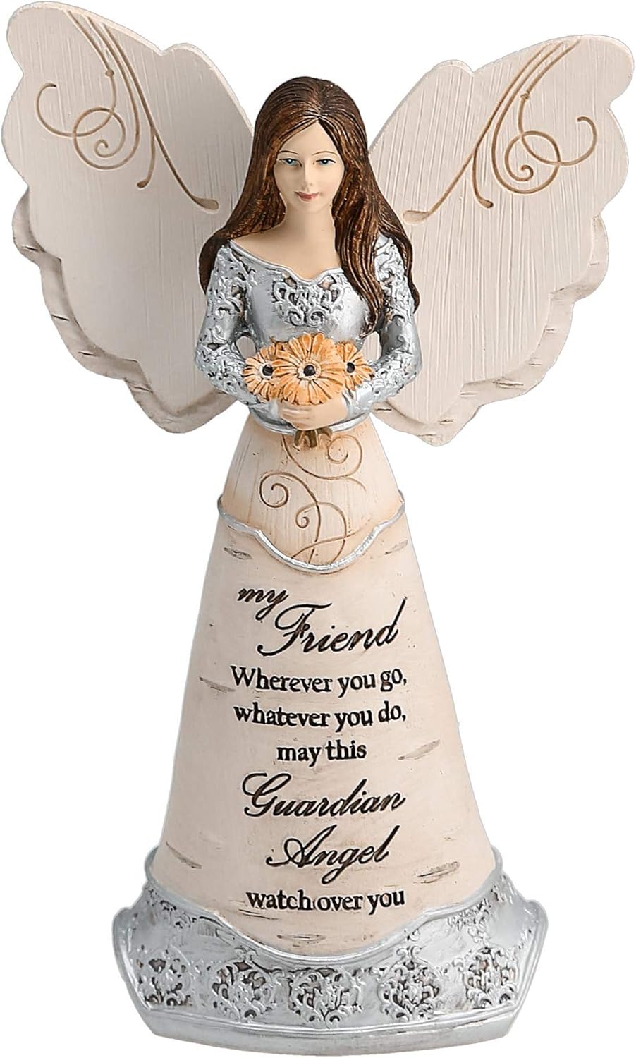 Pavilion Elements Angels Figurine - Guardian Angel Figure Display - "My Friend Wherever You Go, Whatever You Do, May This Guardian Angel Watch Over You" Printed Text, Collectibles Angel Figurines, 6"