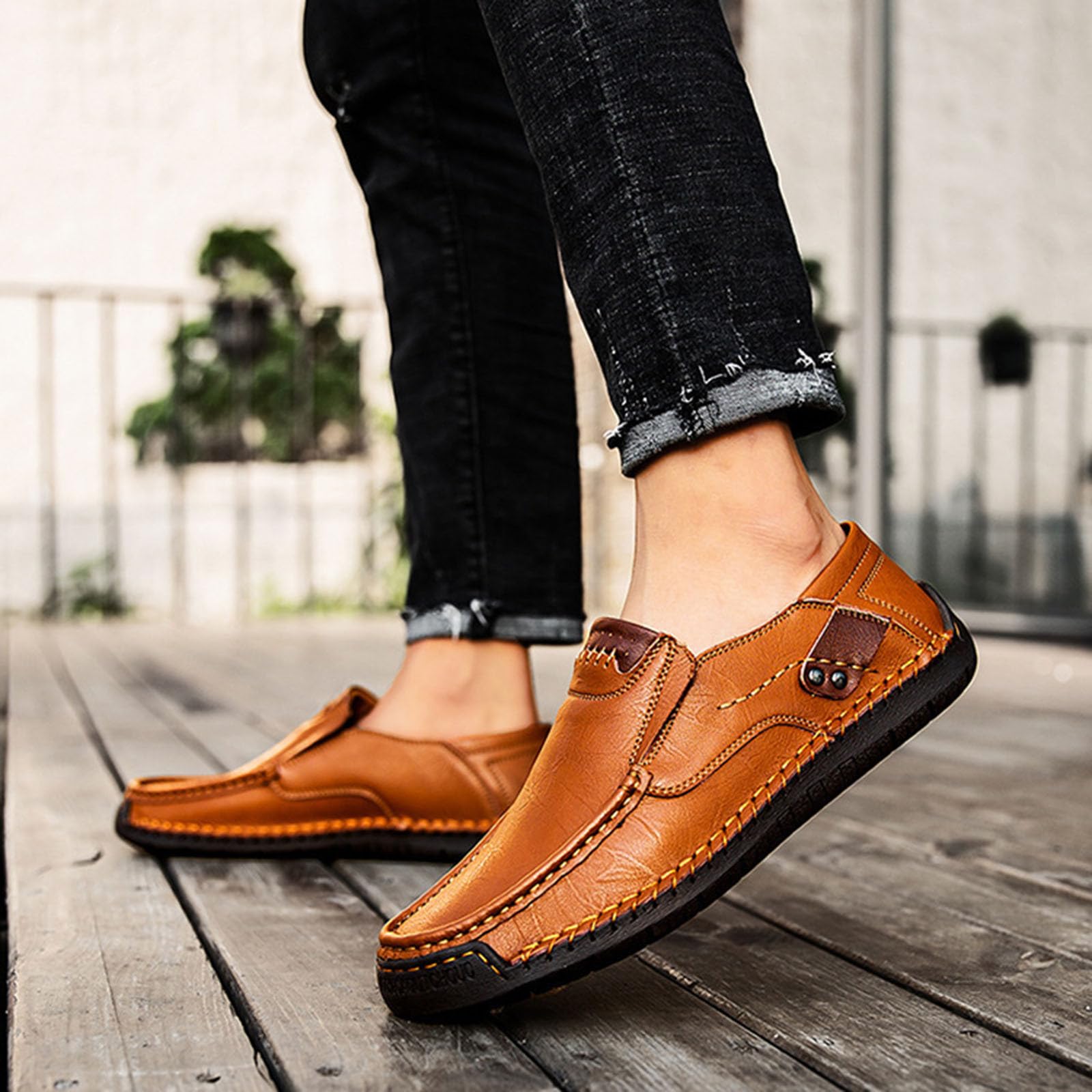 Bayerische Schuhe - Paar Stil Handgemachte Herren Outdoor Freizeitschuhe EIN Fuß Flache Lederschuhe Frühling Low Top Plus Große GrößeLeFu Rindsleder