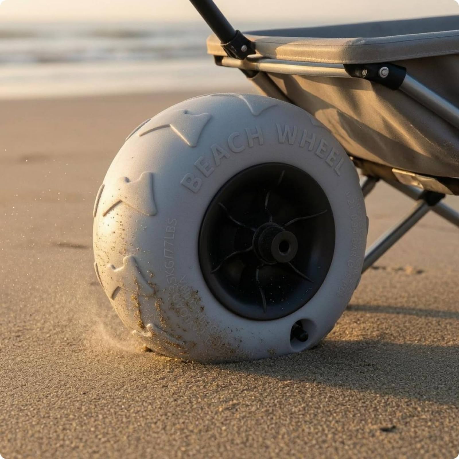 Sharplace Neumático Inflable para Carro Playa Rueda Arena Fácil Instalación Soporte 45kg Patrón Profundo Portátil Adecuado para, 9 Pulgadas, Plateado Brillante, Orificio De 20.5mm
