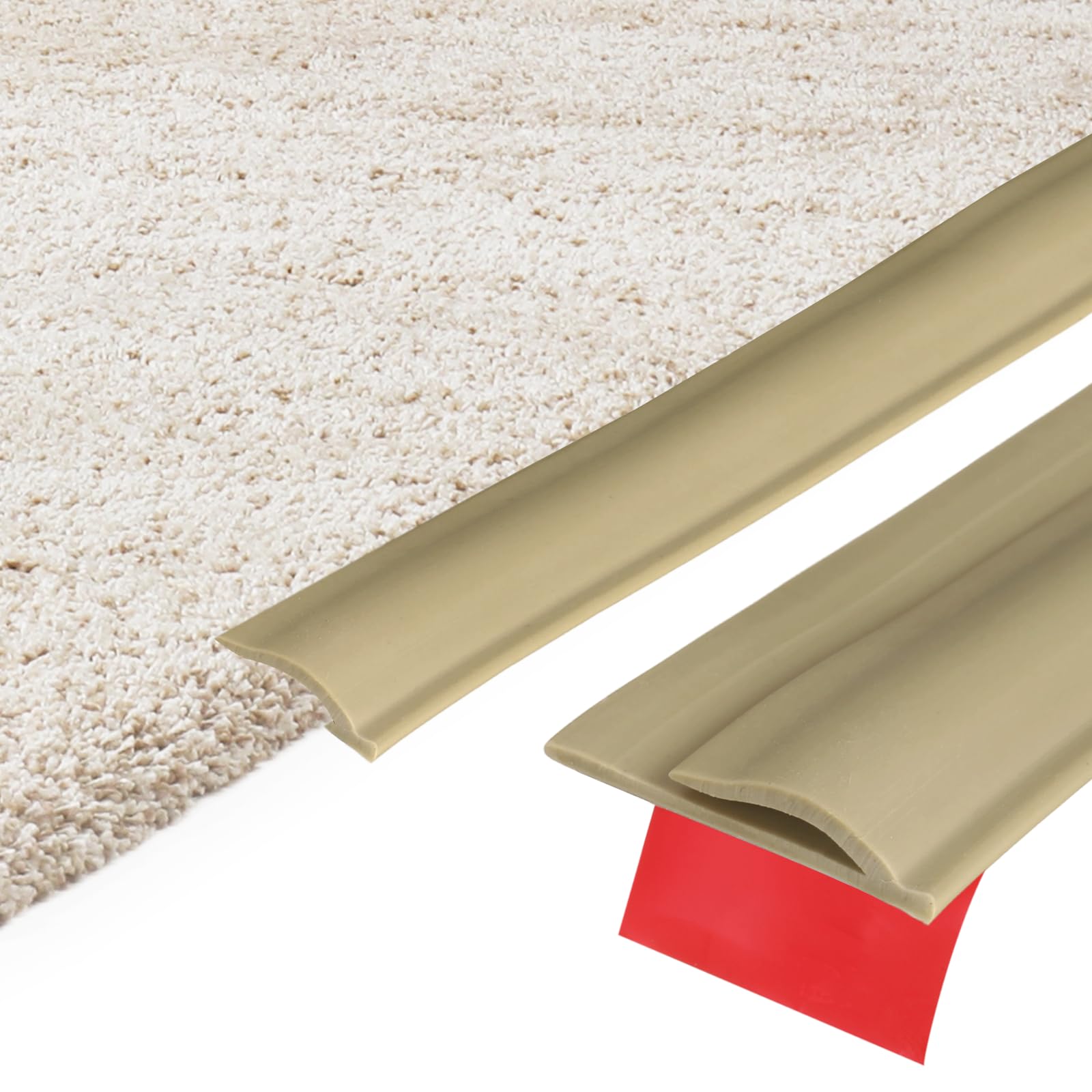 sourcing map 2 Pcs 1m x 33mm x 5.5mm Carpet to Tile Transition Strip, Self-Adhesive Carpet Edge Strip, TPE Gap Cover, Laminate Edge Trim for Uneven Surfaces, Brown
