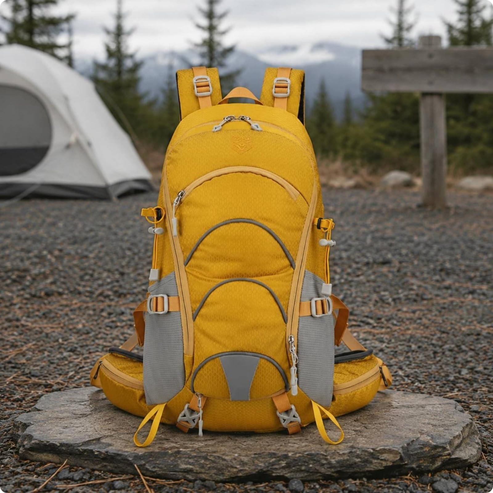 harayaa Zaino da Trekking Outdoor Zaino Escursionismo Zaino Campeggio Zaino Viaggio Zaino Daypack con Cinghie Toracica E in Vita Regolabili Multiple Pannello, Array, Grigio Scuro