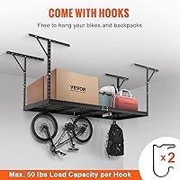 Vista 37 de VEVOR Overhead Garage Storage Rack, 3x6 Garage Ceiling Storage Racks, Heavy Duty Adjustable Cold Rolled Steel Racks for Garage Storage, White