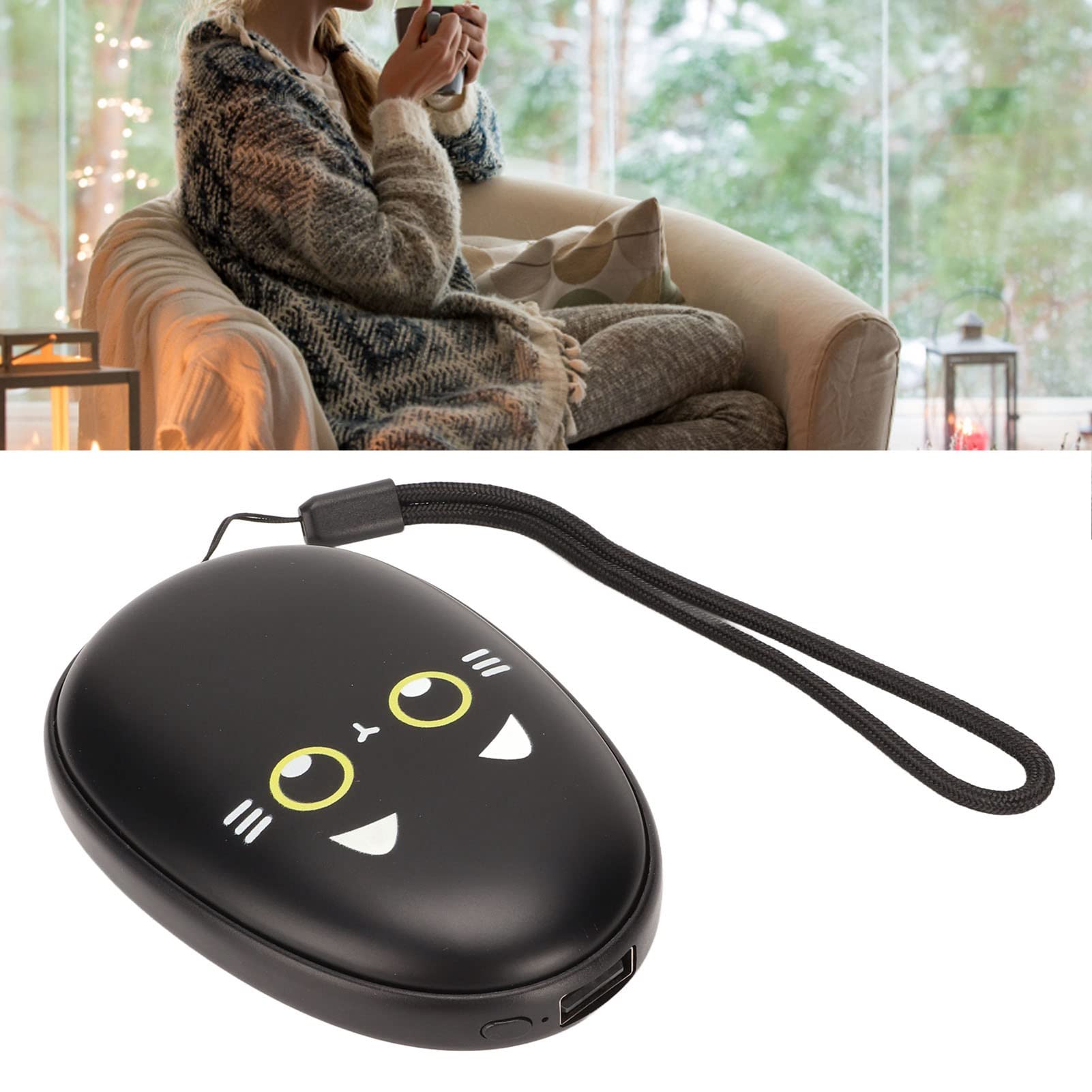 Chauffe-Mains électrique Rechargeable, Portable, à Chauffage Rapide, avec Fonction Batterie Externe, 3 Niveaux de température réglables pour Les activités extérieures d'hiver,