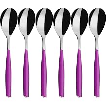 BUGATTI Glamour GLIU-021F07/6 Coffee Spoons Set of 6 - SAN Styrene-Acrylonitrile Resin / Steel - 16 x 20 x 3 cm - Iris Purple