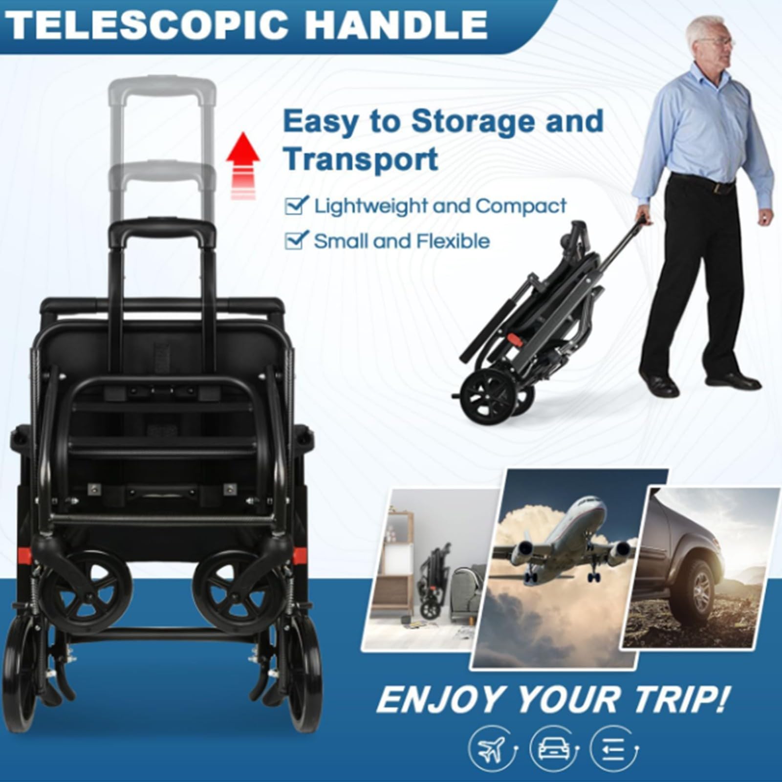 Silla De Ruedas Plegable Portátil Ultraligera, Peso De Solo 7 Kg, Silla De Viaje De Transporte Ligera, Soporta 100 Kg, Silla De Ruedas De Aluminio para Adultos Y Personas Mayores